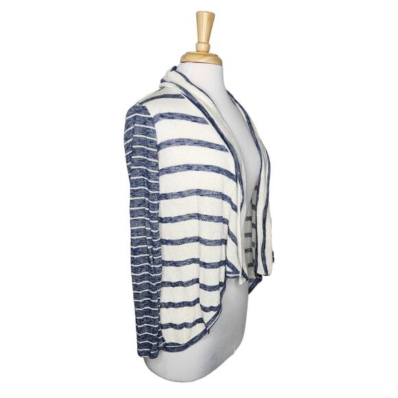 Anthropologie Mauve Slub Knit Striped Open Cardigan Sweater Size Large - Picture 1 of 6